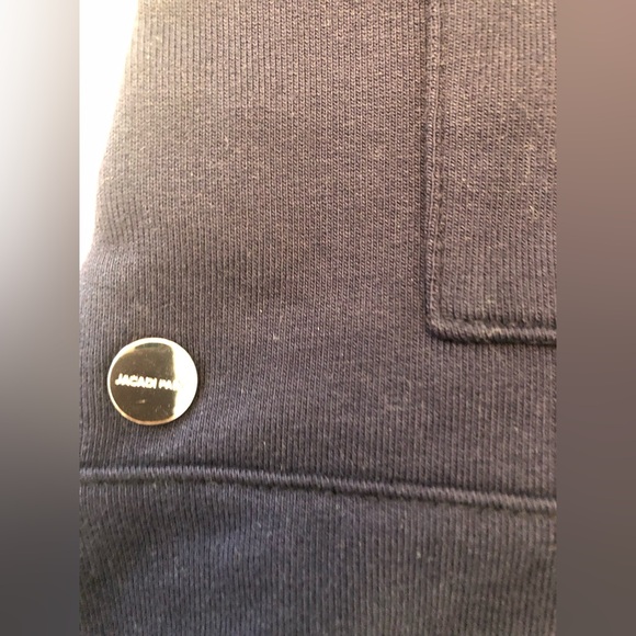 NWT! Jacadi Paris two piece white collared bodysuit & navy blue overall loungers - Picture 4 of 12